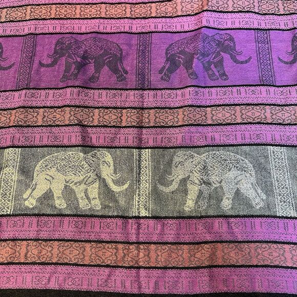 Scarves Pashmina Elephants Cashmere Scarf Shawl Wrap 72” Boho Festival Hippie - Picture 5 of 8